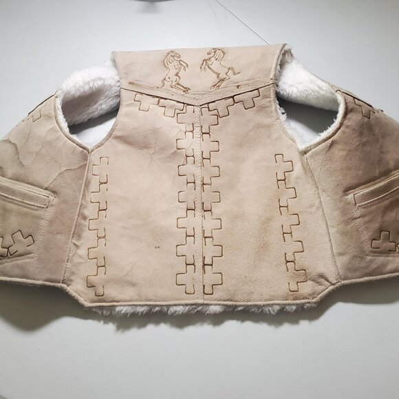 Suede Western Horse Kids Vest -Vintage - No Label- shipping incl - Picture 15 of 16